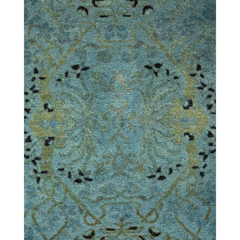 Overton Hand Knotted Wool Vintage Inspired Modern Contemporary Overdyed Gray Round Area Rug - 4' 3" x 6' 0"