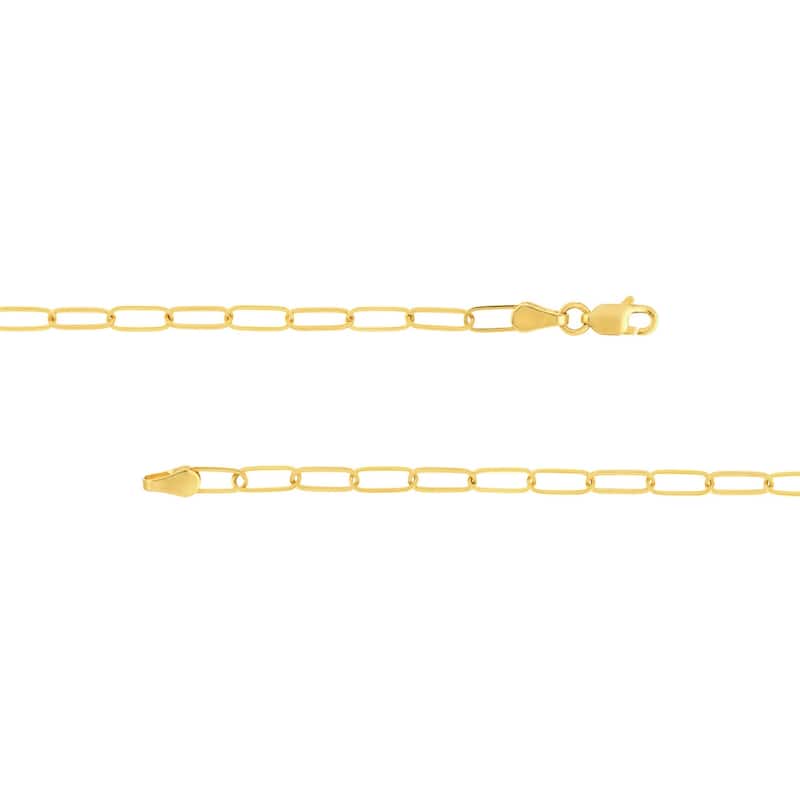 Curata 14k Yellow Gold 3mm Paper Clip Chain Necklace (Lobster)