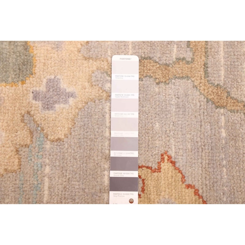 ECARPETGALLERY Hand-knotted Modern Oushak Light Grey Wool Rug - 9'10 x 13'10