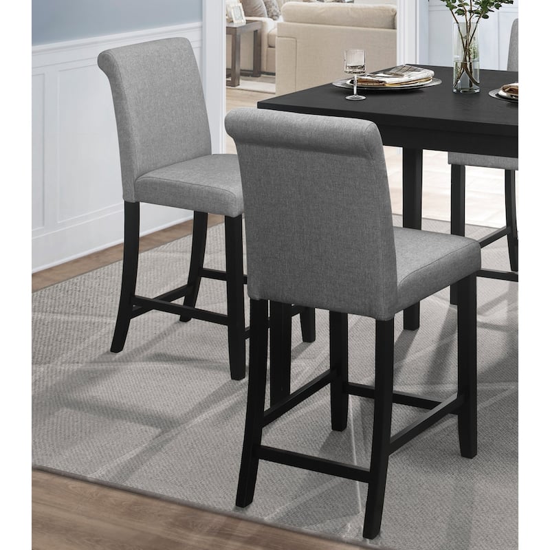 5 Piece Counter Height Dining Table Set, Wooden Kitchen Dining Table Set with Square Table and 4 Upholstered Dining Chairs