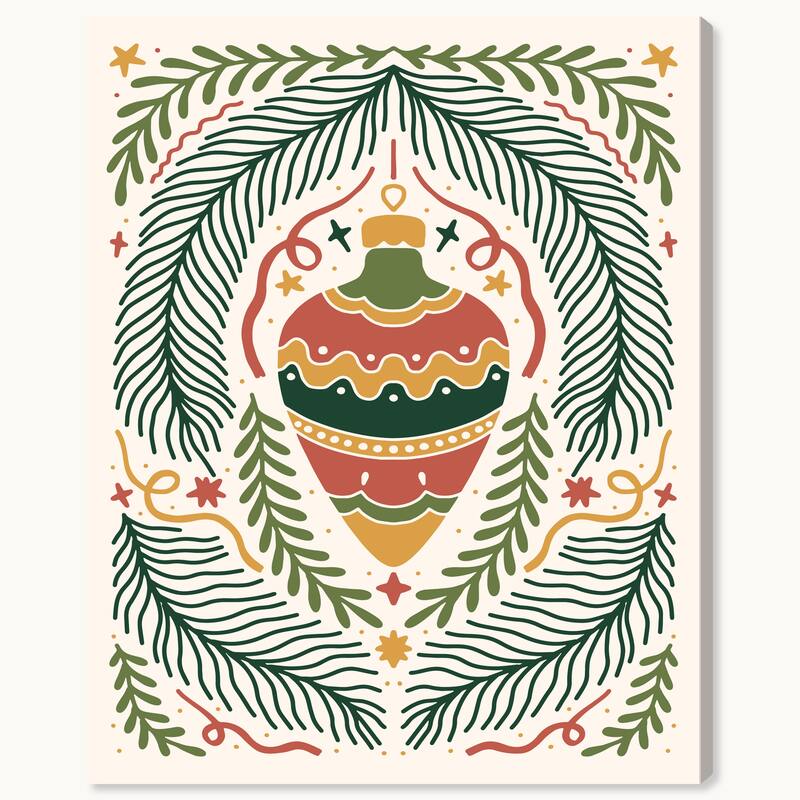 Wynwood Studio Canvas Holiday and Seasonal Scandinavian Ornament Gold Modern & Contemporary Wall Art Canvas Print