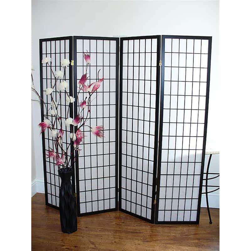 Multi Panel Natural Room Divider - 4 Panel - Black