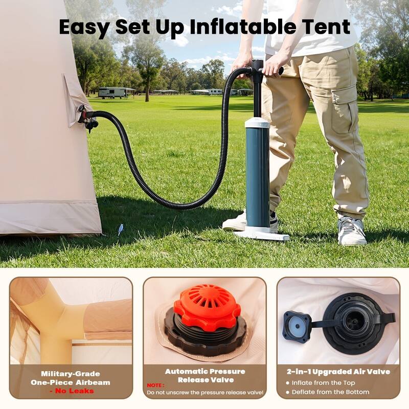 Inflatable Camping Tent with Oversized Awning, for 4-6 Person