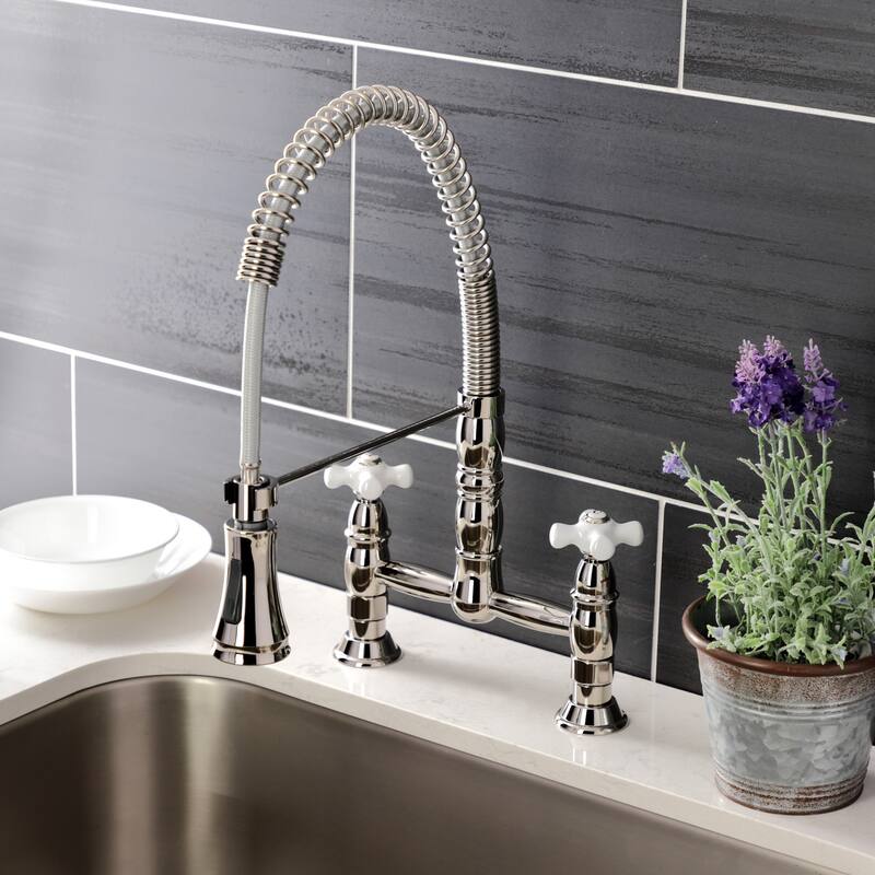 Heritage Two-Handle Deck-Mount Pull-Down Sprayer Kitchen Faucet