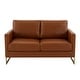 preview thumbnail 22 of 29, LeisureMod Lincoln Modern Upholstered Leather Loveseat with Gold Frame - 55"