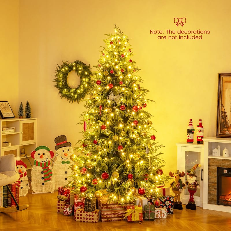 Gymax 7 FT Outdoor Artificial Christmas Tree w/ 1217 Branch Tips 400