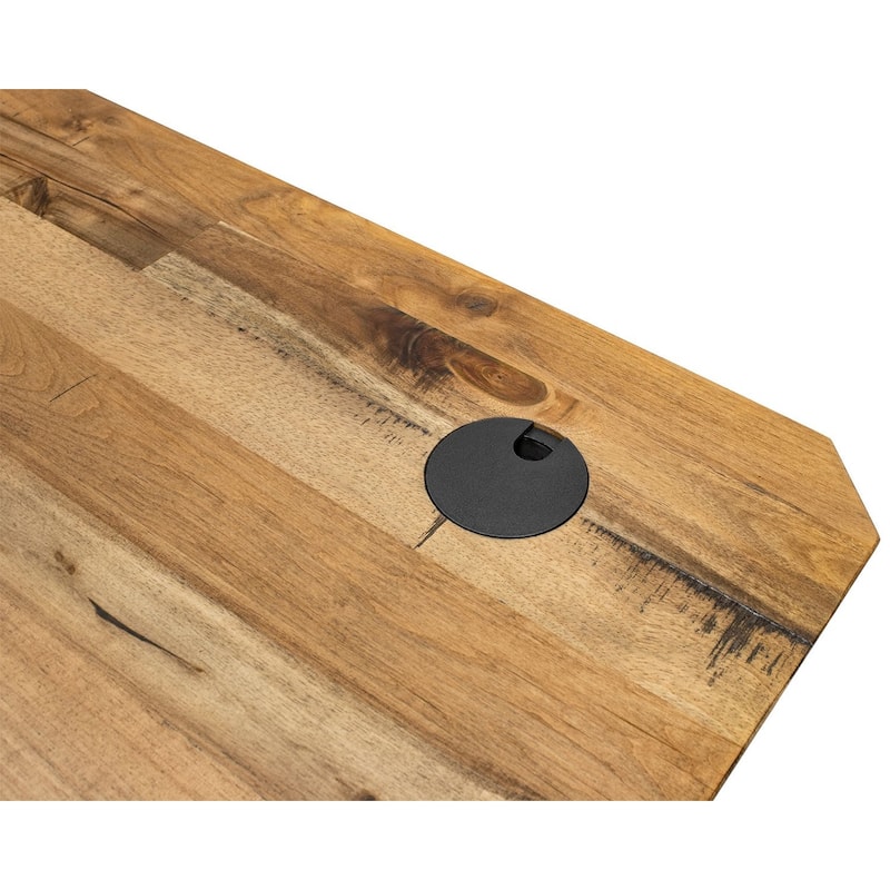 Executive Electric Sit/Stand Desk With Solid Plank Top, Brown