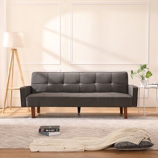 Modern Linen Fabric Sleeper Sofa Bed Convertible Futon Folding Couch ...