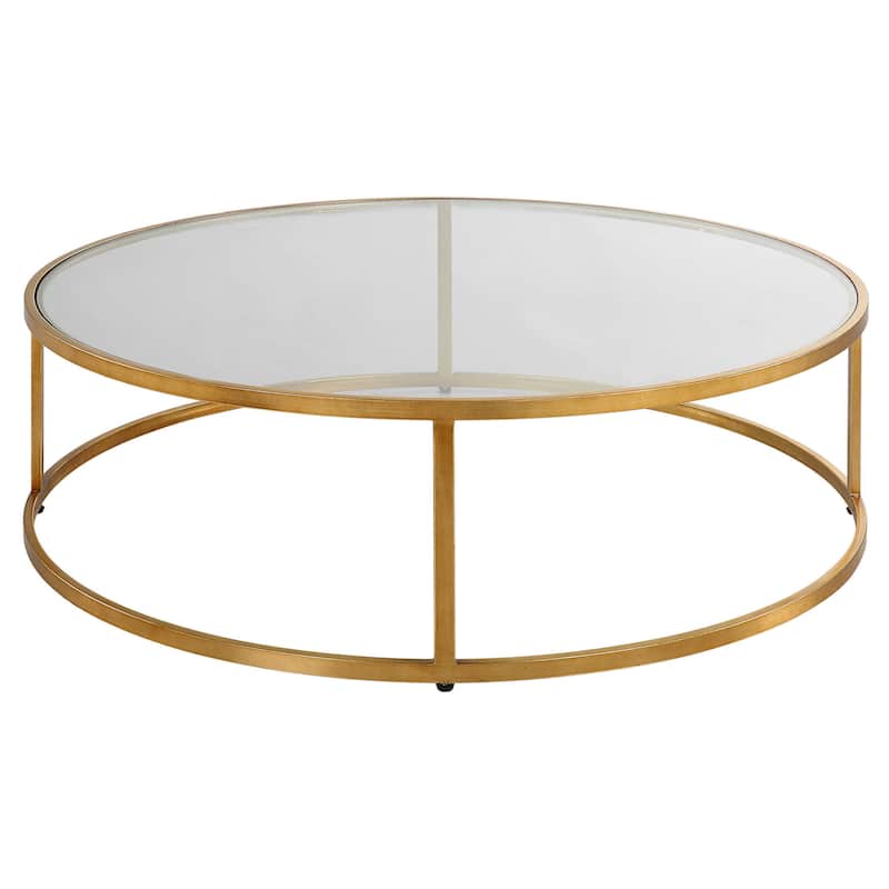 Round Glass Top Coffee Accent Table - 48" - Gold and Clear