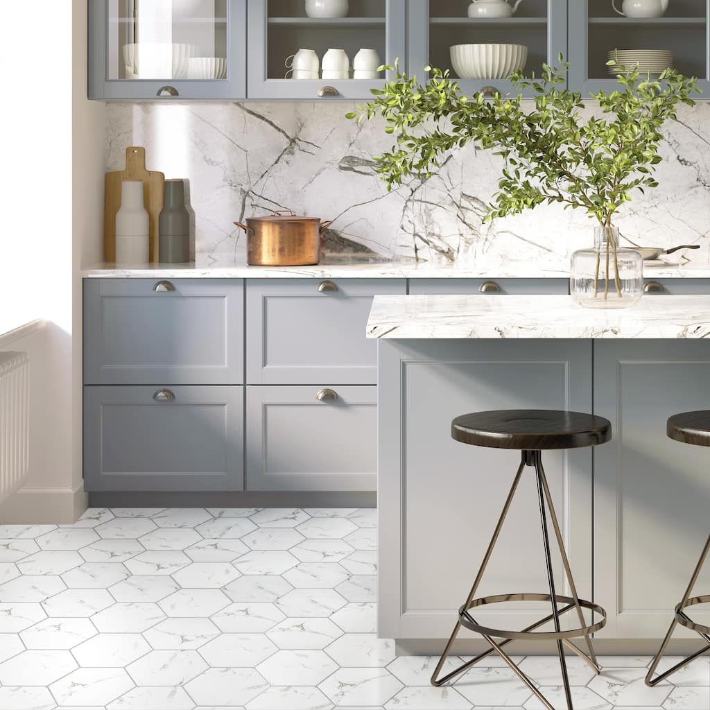 Merola Tile Timeless Calacatta Hex 8-5/8" x 9-7/8" Porcelain Floor and Wall Tile