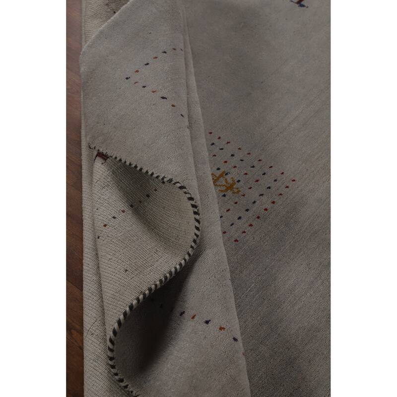 Hand Knotted Oriental 100% Wool Carpet Tribal Animal Pictorial Greys & Charcoal Gabbeh Area Rug - 7' 9'' X 5' 9''