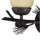 preview thumbnail 9 of 7, Sierra 2-Light 15 in. W Black Walnut Rustic Bathroom Vanity Lighting Fixture, Creme Glass Shade, Dimmable, Pine Cone, Wall Mount