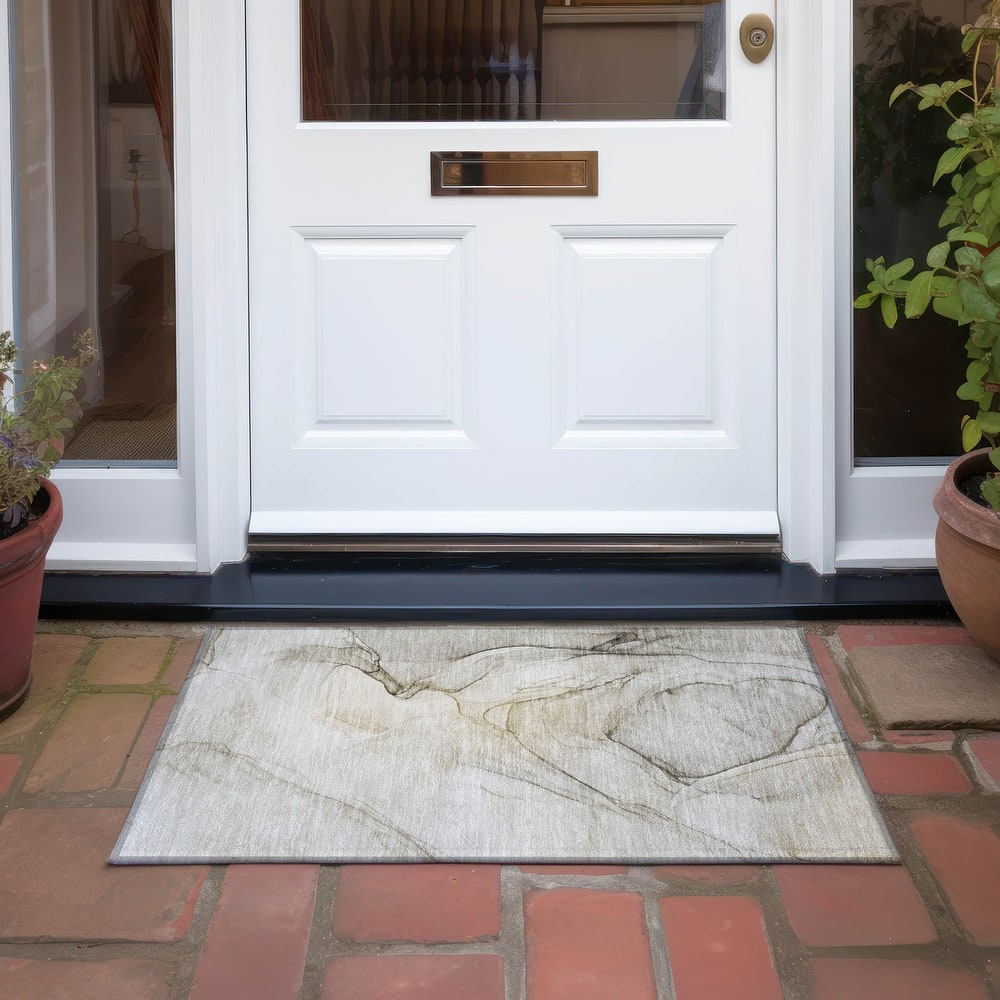 Machine Washable Indoor/ Outdoor Abstract Chantille Rug