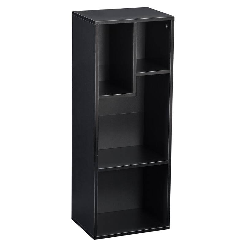 VECELO Wood Organizer Bookcase,Fits Tallest Hardcovers, Customized Storage Display Shelf, Free Standing for Living Room, Bedroom