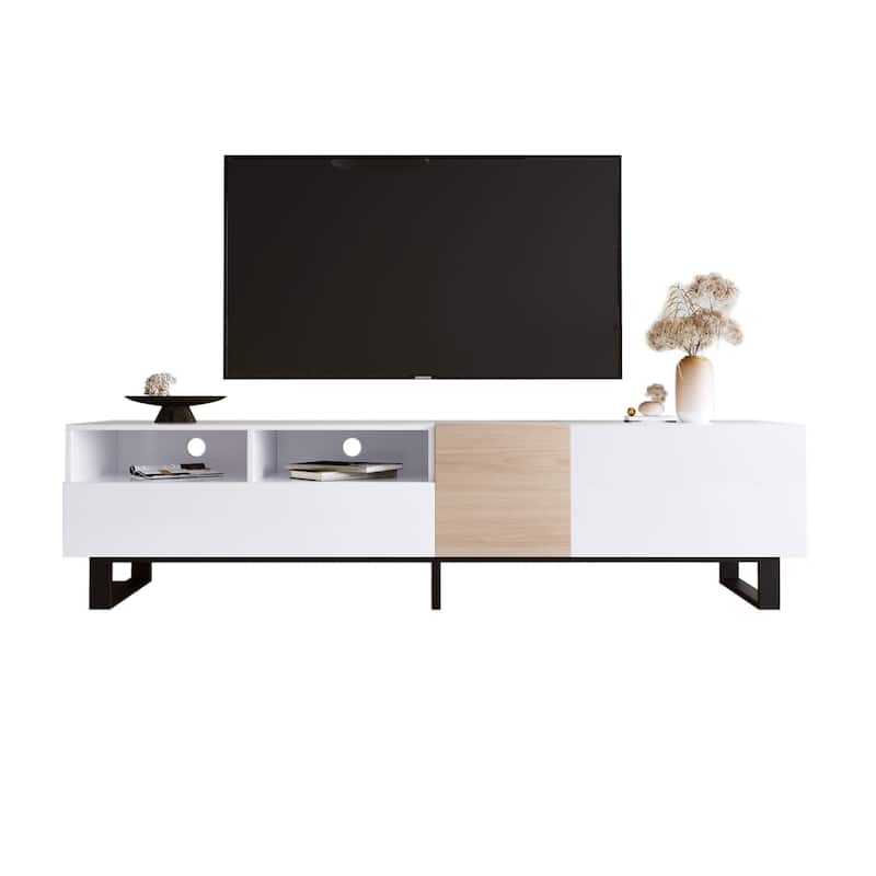Double Storage Space Modern TV Stand - 70.90" x 15.00" - White