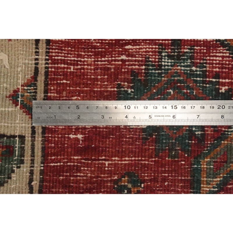 Hand Knotted Oriental 100% Wool Carpet Traditional Geometric Oranges & Rust Ardebil Runner Rug - 11' 4'' X 3' 2''