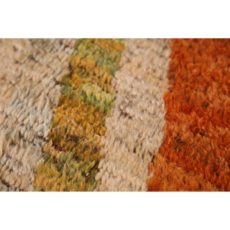 Orange Geometric Moroccan Oriental Large Rug Handmade Wool Carpet - 10'4" x 13'8"