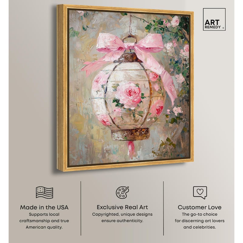 Rose Garden Lantern Canvas by Art Remedy
