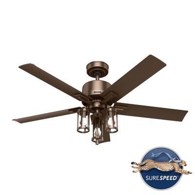 Hunter 52" Lawndale Ceiling Fan with LED Light Kit and Pull Chain, Damp-Rated