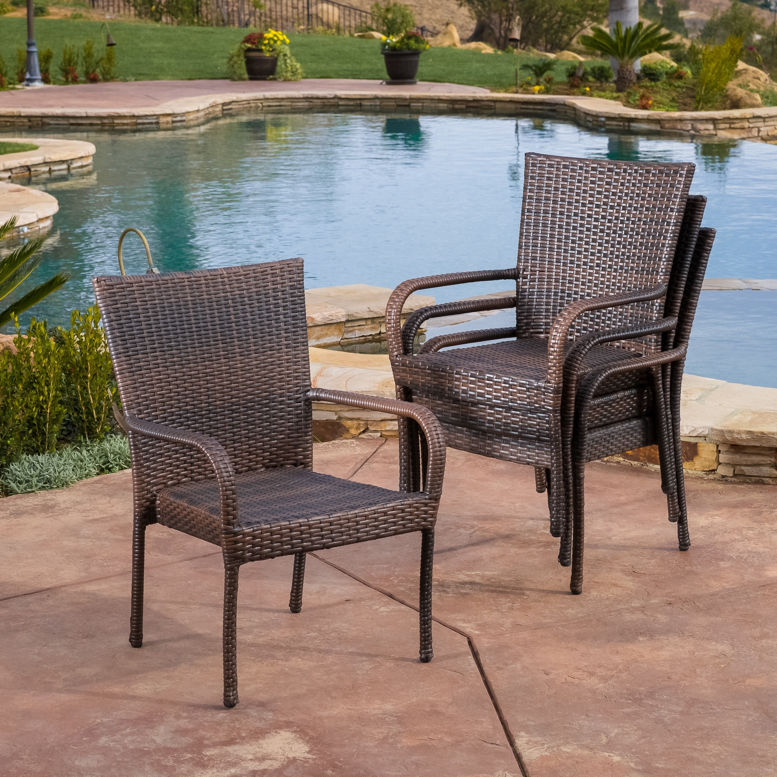 Christopher Knight Home Benhill Outdoor Contemporary Wicker Stacking Chairs Set of 4 Bed Bath Beyond 5735154