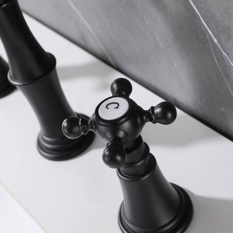 7.9"H Solid Brass Widespread 2-Handle Bathroom Sink Faucet