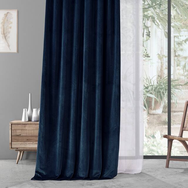 Exclusive Fabrics Urban Lush Velvet Curtain (1 Panel) - 50 X 108 - Americana Blue