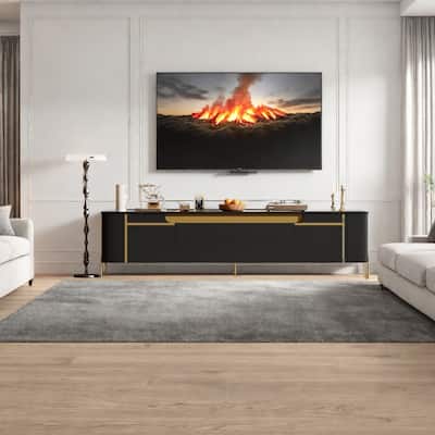 74.8" TV Stand with Storage with 2 Cabinets & 4 Drawers, Golden Metal Legs