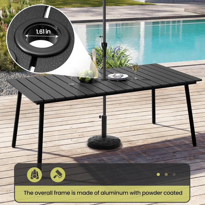 Outdoor Patio Dining Set 7/9 Piece Furniture Set Aluminum Dining Table with Umbrella and Stackable Chairs