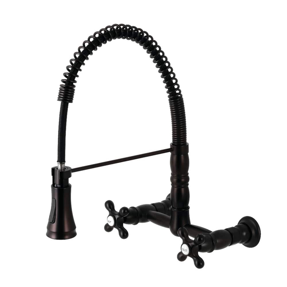Heritage Two-Handle Wall-Mount Pull-Down Sprayer Kitchen Faucet