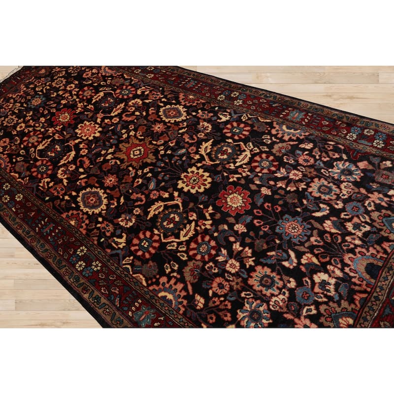 5'3''x11'5'' Hand Knotted Wool Midnight Blue Malayer Traditional Rug - 5' 3'' x 11' 5''