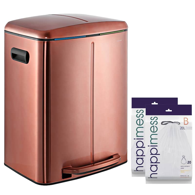 happimess 10.6-Gallon Double Bucket Trash Can with Soft Close Lid - Rose Gold