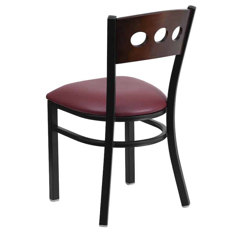 Black Decorative 3 Circle Back Metal Restaurant Chair - 17"W x 21"D x 32"H