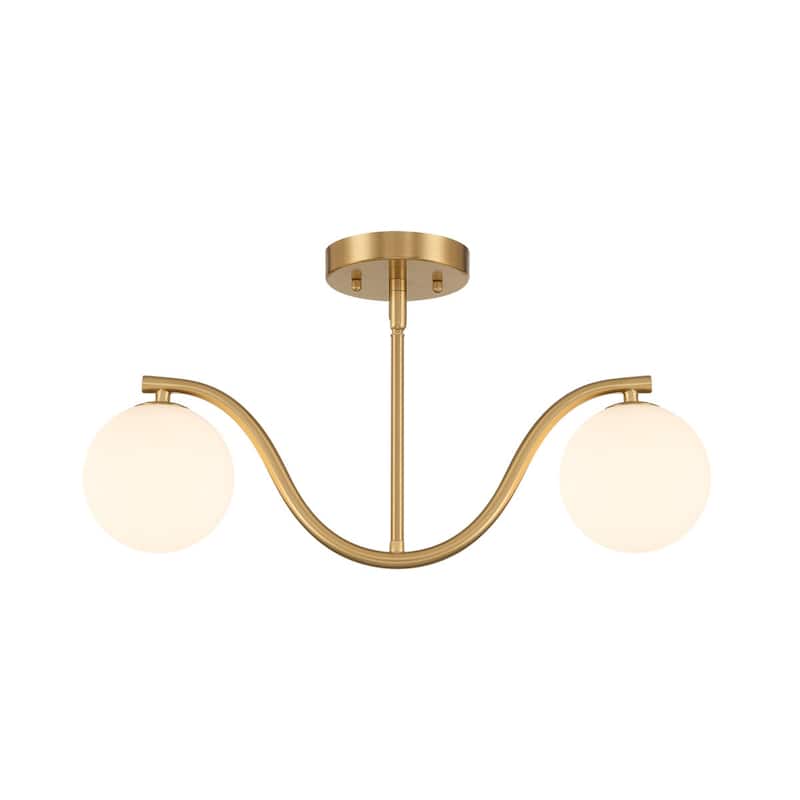 Adaline Modern Dimmable Glass Semi Flush Mount Ceiling Lighting with White Jade Glass