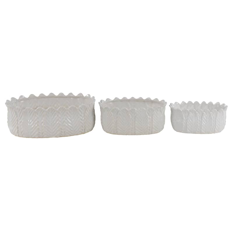 Ceramic Indoor Outdoor Planter - Set of 3 White - Roche River Decor - White