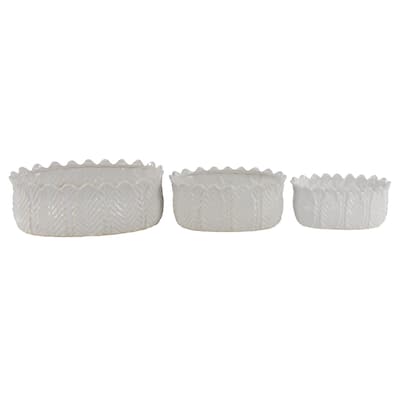 Ceramic Indoor Outdoor Planter - Set of 3 White - Roche River Decor