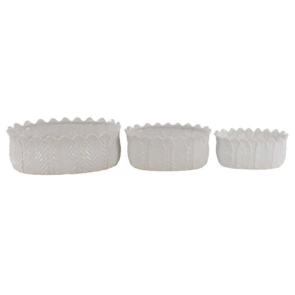 Ceramic Indoor Outdoor Planter - Set of 3 White - Roche River Decor