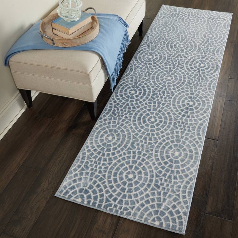 Nourison Urban Chic Modern Geometric Medallions Area Rug - 2' 2" x 7' 3" - Blue - Runner