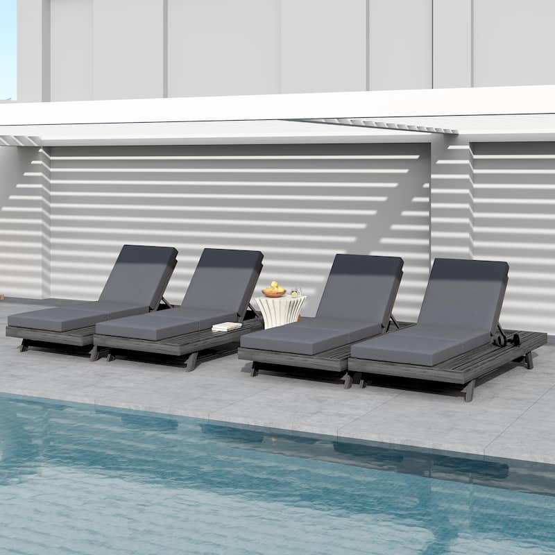 Christopher Knight Home - Calder Modern Outdoor Acacia Wood 4-Position Adjustable Chaise Lounge with Triple-Fold Cushion - 79"L