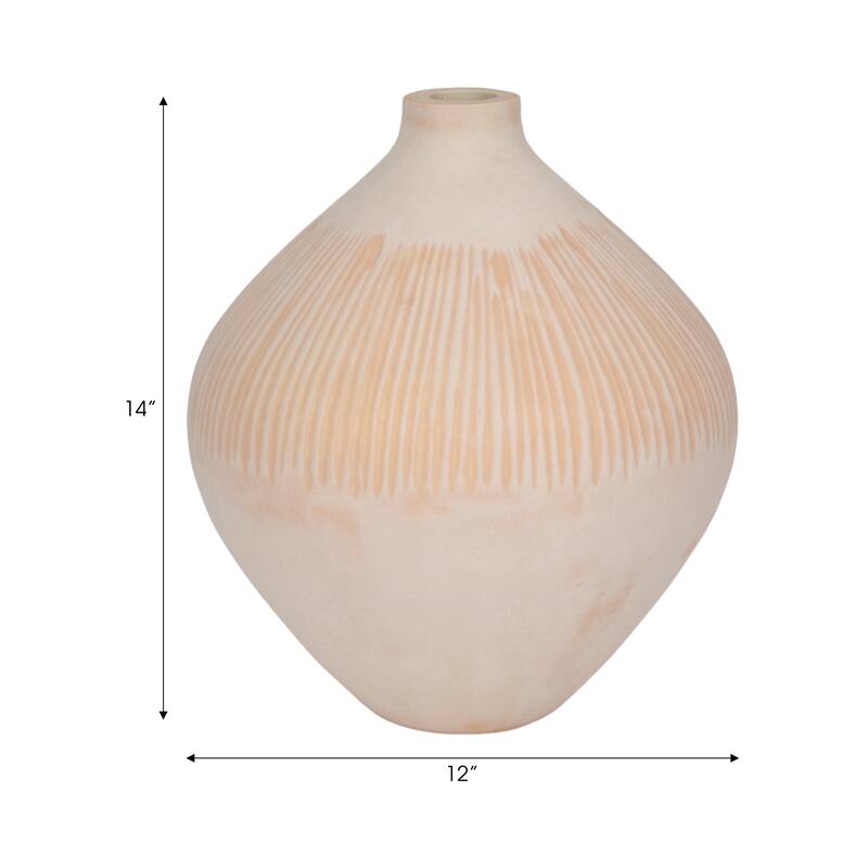 Glass Small Modern Textured Ribbed Vase - Ivory