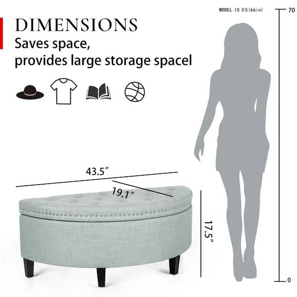 Adeco Half Moon Storage Ottoman Semi Circle Bench - Bed Bath & Beyond ...