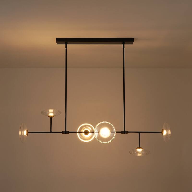 Minimalist 6-Light Dimmable LED Glass Island Pendant Chandelier