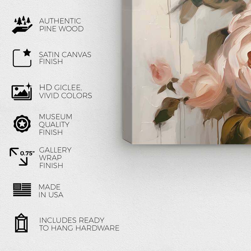 Wynwood Studio Canvas Floral and Botanical Perennial Flowers Pink and Light Pink Traditional Wall Art Canvas Print