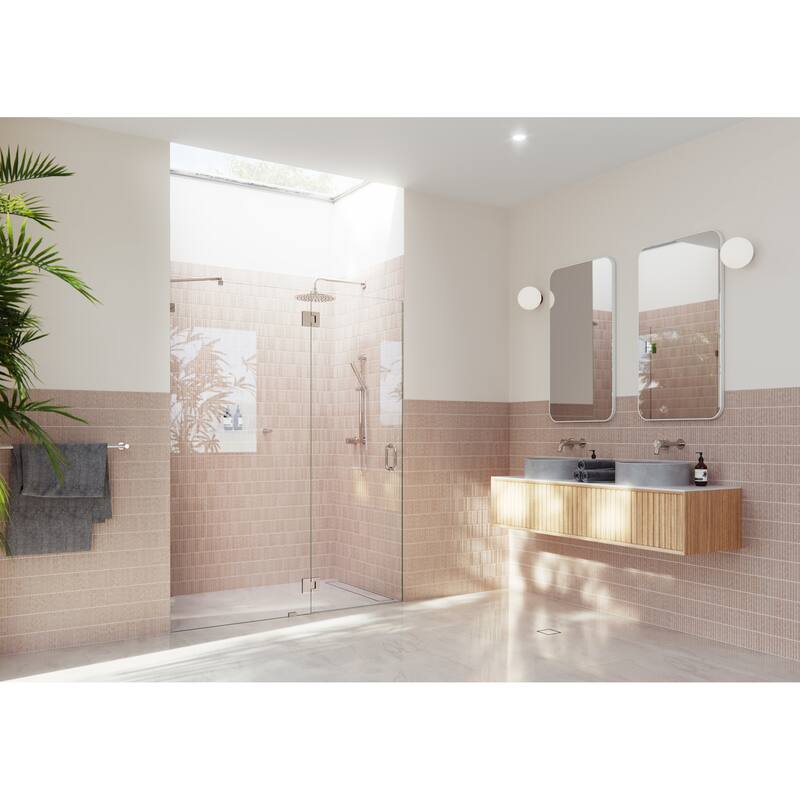 Glass Warehouse GW-GH-60 Halo 78" High x 60" Wide Hinged Frameless - Polished Nickel