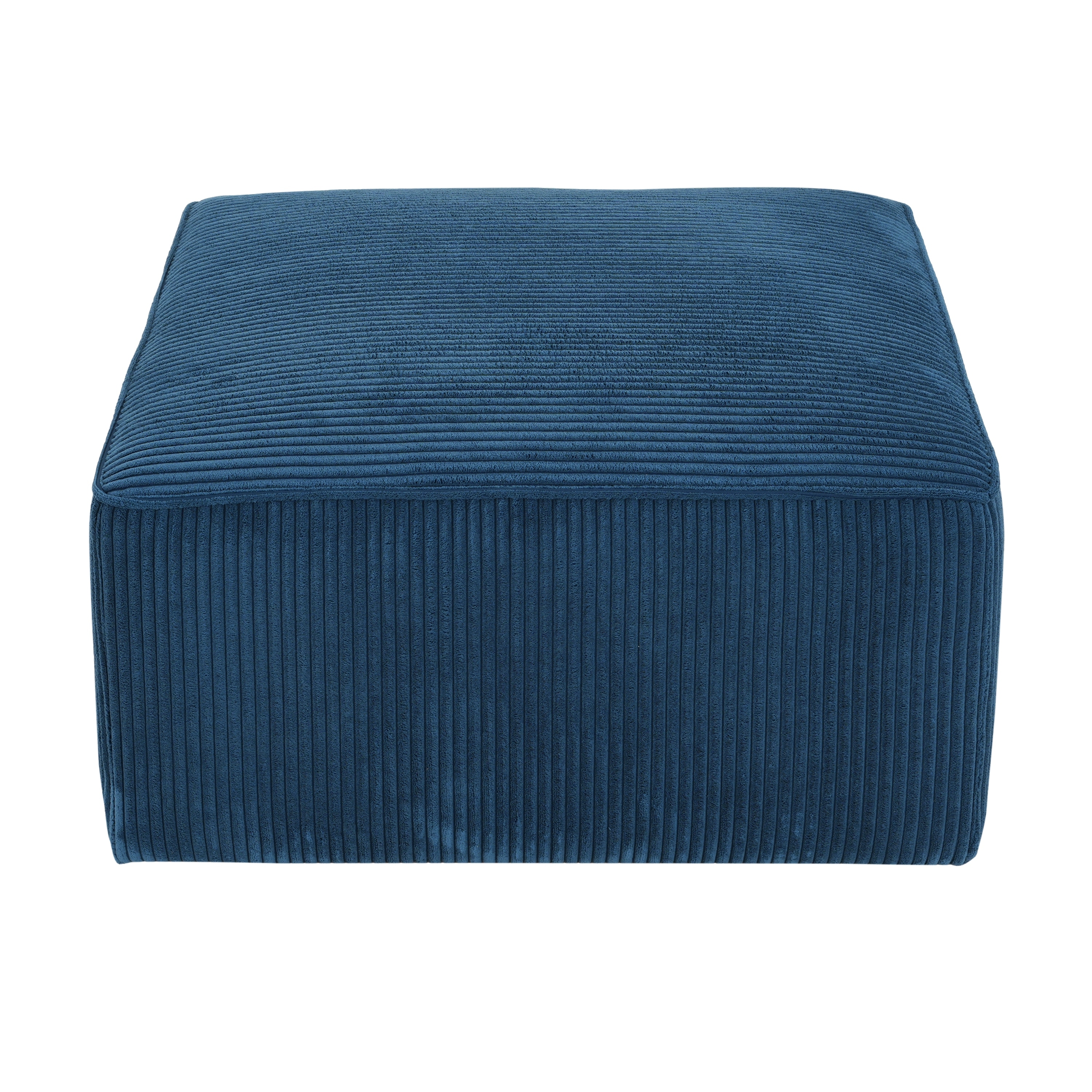 Upholstered Square Ottoman - Navy Blue Modern Home Accent