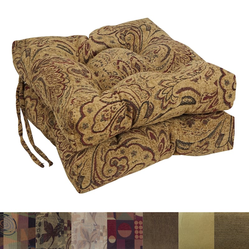 16-inch Square Jacquard Chenille Tufted Chair Cushions (Set of 2 or 4) - 16 x 16