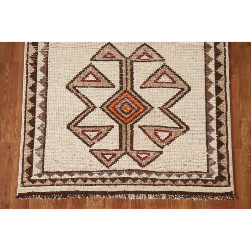 Natural Dye Anatolian Runner Rug Handmade Turkish Wool Carpet - 3'2"x 12'3"