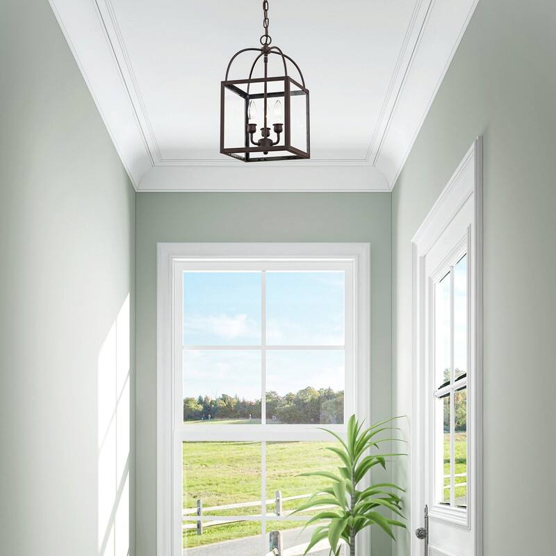 Livex Lighting 3-light Convertible Chain-hung/Ceiling-mount, 4037-07 - 10" SQ 16.5" H/10" SQ 18" H