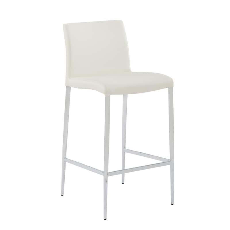 Delta Modern Leatherette & Chrome Counter Stool - Contract Grade - Off-White