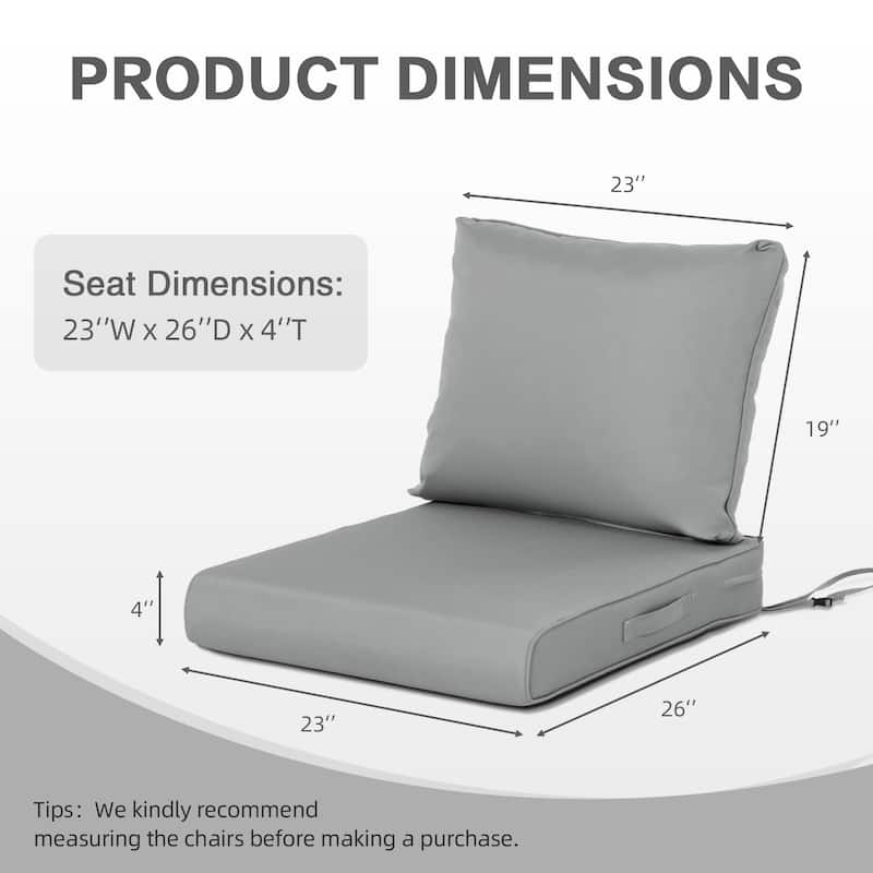 Aoodor Outdoor Chair Cushions Set, Water Resistant Deep Seat Cushions