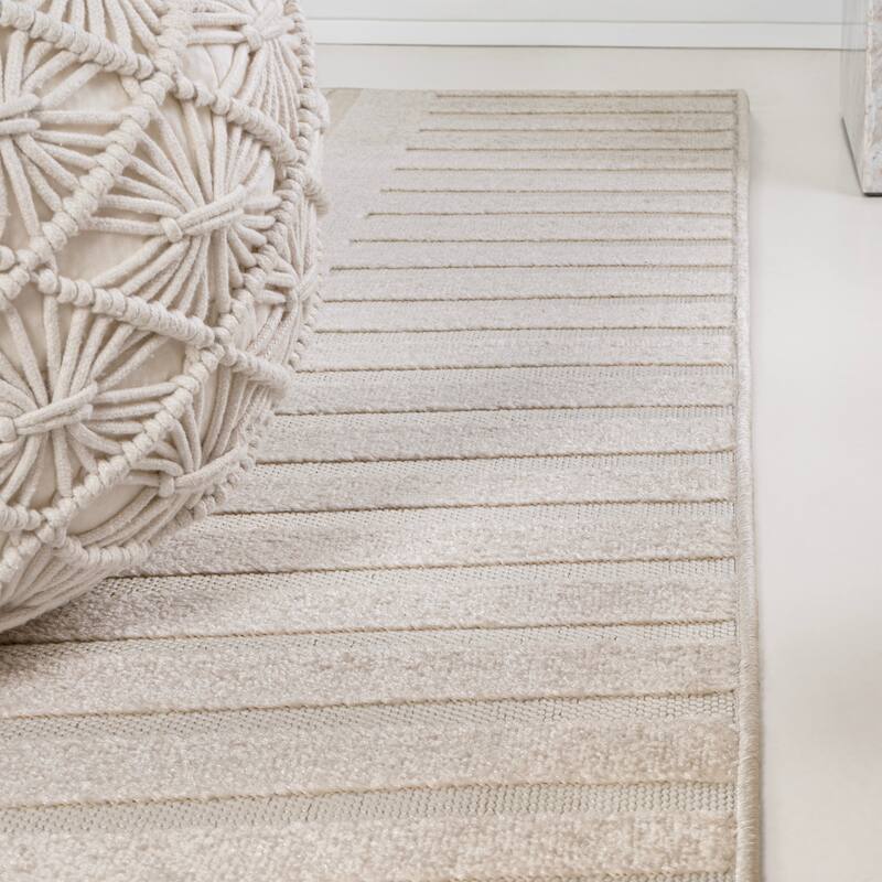JONATHAN Y Finn High-Low MidCentury Modern Arch Stripe Two-Tone Indoor/Outdoor Rug